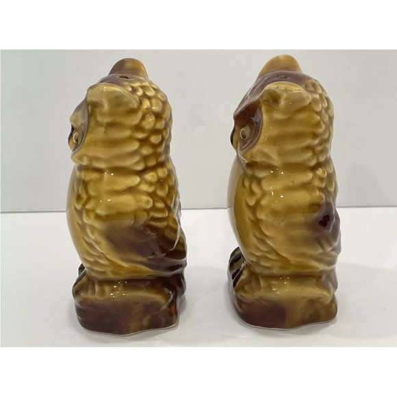 Vintage Ceramic Owl Salt and Pepper Shakers Mid Century Japan Googly Eyes Rare - Picture 6 of 9